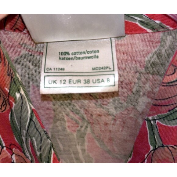 Vintage Laura Ashley Cotton MIDI Dress Floral Print  Orange/Rust Green Size 8 - Picture 3 of 6